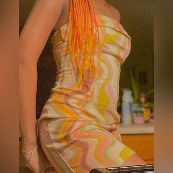 NWT Wild fable Retro Strapless Dress XL Short Mini Bodycon Corset Funky 60s 70s - Picture 5 of 14